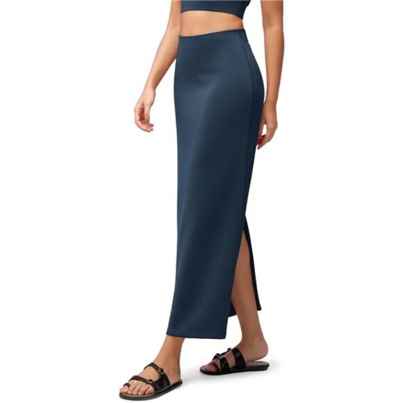 Soft Maxi Skirt, Casual Long Pencil Skirts Blue - Picture 1 of 5